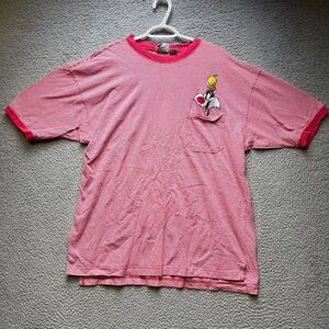 Vintage Looney Tunes Shirt Adult XL Red Striped Tweety & Sylvester 90's